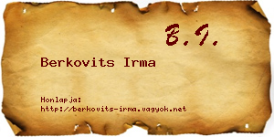 Berkovits Irma névjegykártya